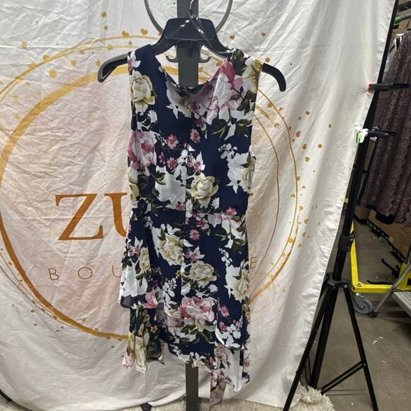 Connected Apparal Petites Womens Floral Print Mini Wrap Dress Size 4P - Picture 3 of 4